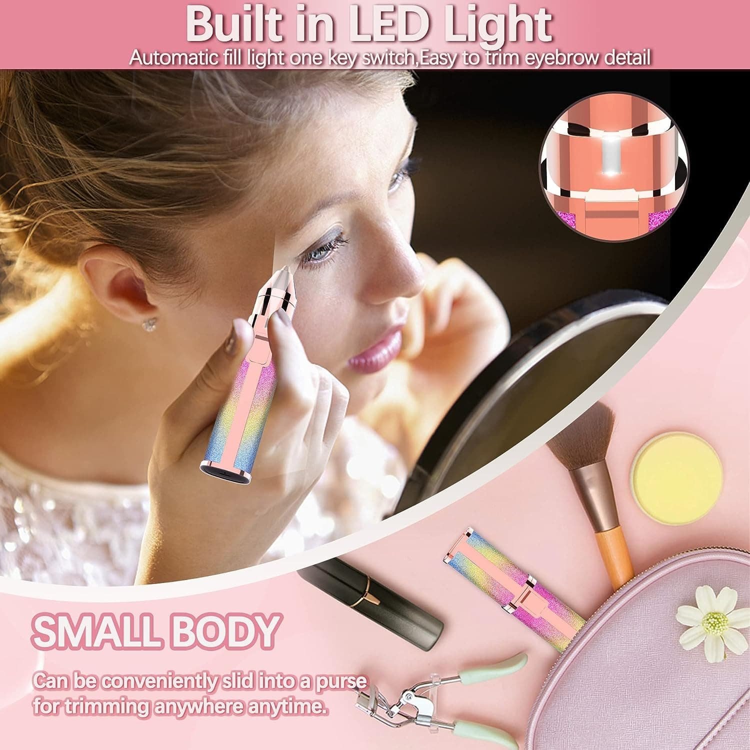 2 in 1 Eyebrow Trimmer | Rechargeable Ladies Eyebrow & Nose Hair Shaver – Portable Facial Hair Remover for Women in Pakistan - Image 3