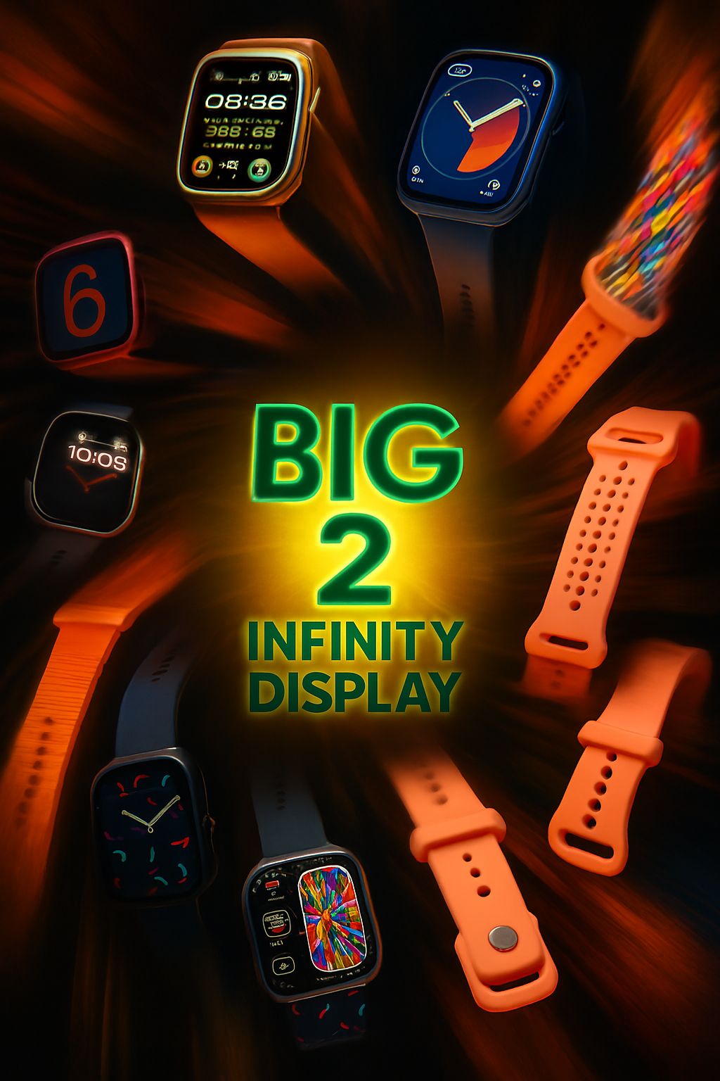 i50 New Model Smart Watch Bundle – 7 Original Straps, 2 Premium Watches & 2 Protective Covers - Image 12