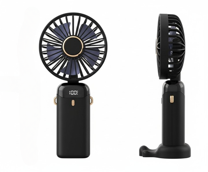 LED Digital Display Rechargeable Fan with USB Cable – Portable Mini Cooling Fan with Adjustable Speed, Battery Indicator & Easy Charging (random color) - Image 2