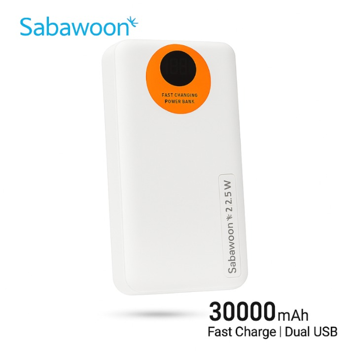 Sabawoon 30000mAh Power Bank – Fast Charging, Built-in 4 Cables, Lithium Battery, Universal Mobile Compatibility