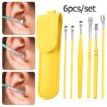 6Pcs Stainless Steel Ear Cleaner Set – Ear Wax Removal Curette Kit with Pickers & Spoon Tools