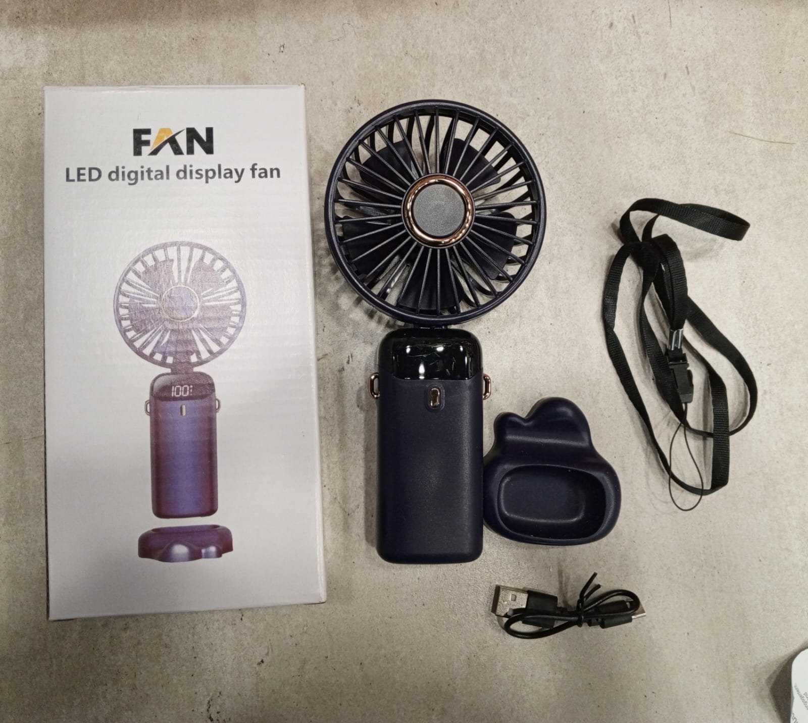 LED Digital Display Rechargeable Fan with USB Cable – Portable Mini Cooling Fan with Adjustable Speed, Battery Indicator & Easy Charging (random color) - Image 3