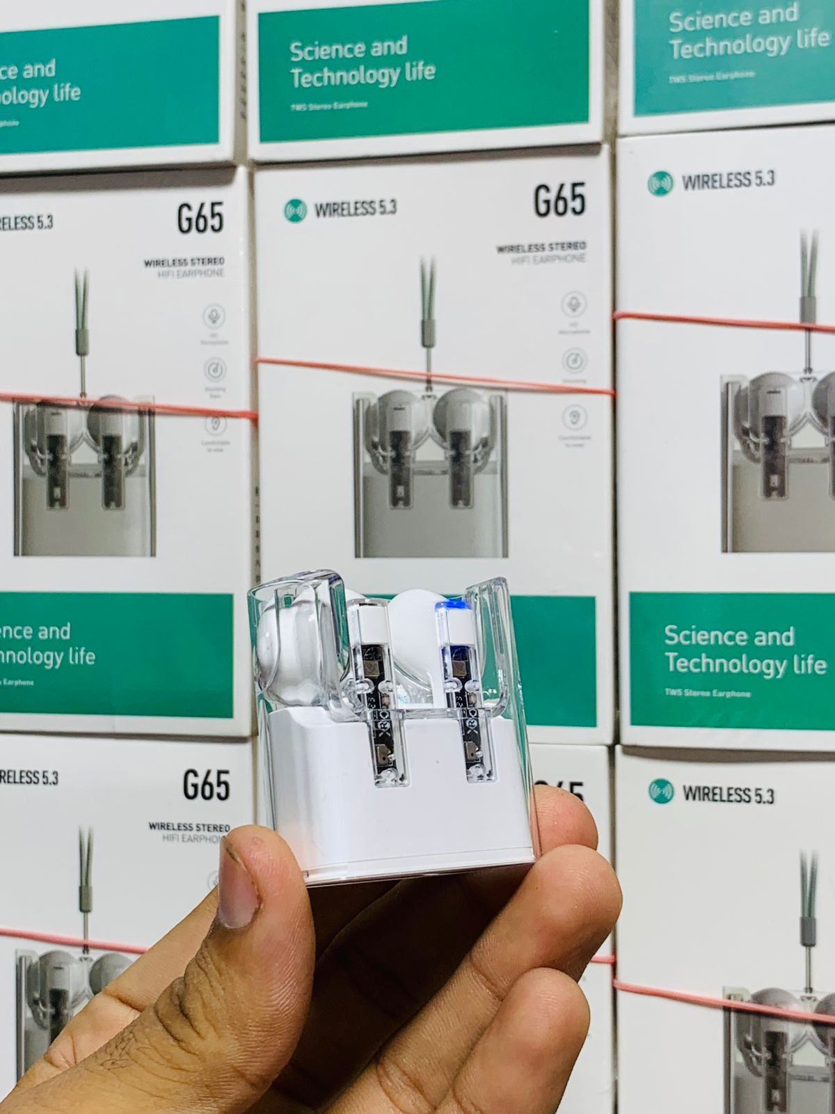 G65 Wireless Stereo HiFi Earphones – Bluetooth 5.3, Transparent Design, ANC, Sweatproof, Built-in Microphone, 7-Hour Battery - Image 8