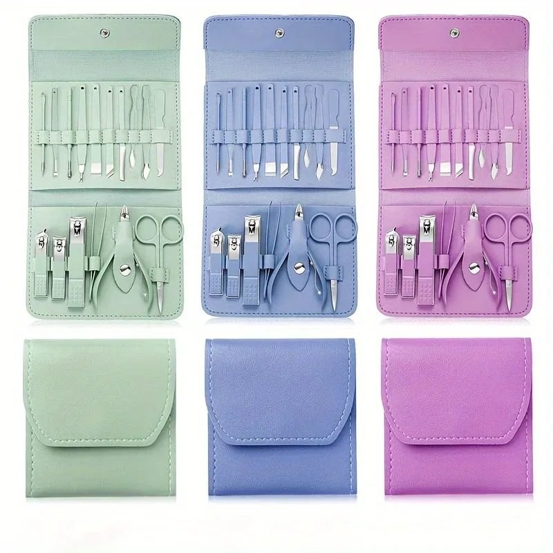 16pcs Professional Manicure & Pedicure Set – Nail Clippers, Cuticle Nippers & Grooming Tools with Travel Case (Random color) - Image 4