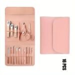 16pcs Professional Manicure & Pedicure Set – Nail Clippers, Cuticle Nippers & Grooming Tools with Travel Case (Random color) - Image 6