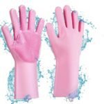 Magic Silicone Dish washing Gloves – Reusable Rubber Cleaning Gloves with Built-In Scrubber for Kitchen & Household Use (Random color) - Image 3