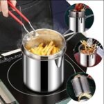 Stainless Steel Deep Fryer Pot with Strainer – Heavy-Duty Frying Pan for Home Kitchen Use – 1200ML Oil Capacity