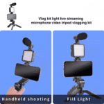 Vloger video making and online meeting Kits Vlog Microphone LED Fill Light Mini Tripod mobile holder - Image 8
